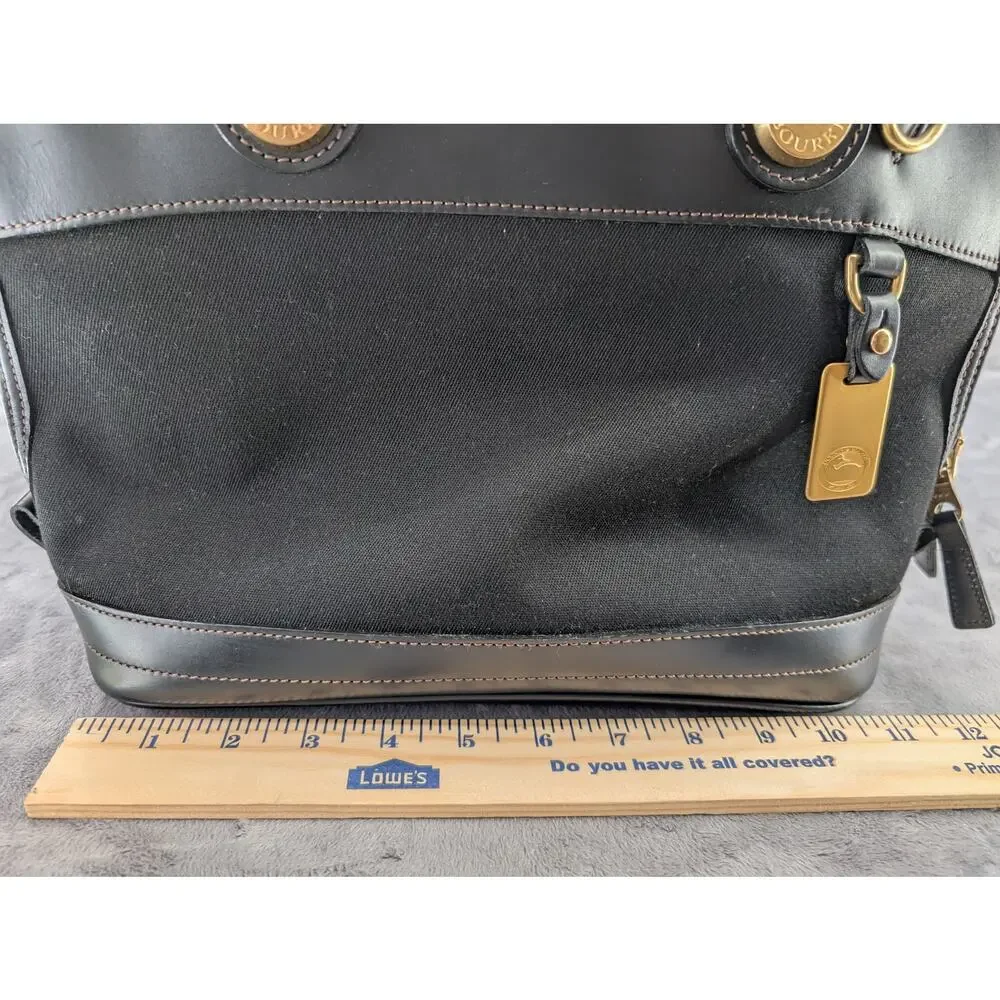 Vtg Dooney & Bourke Cabriolet Cloth Leather Black top handle made in USA satchel - Picture 11 of 13